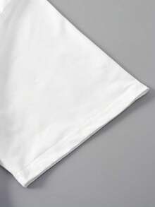 Flirla Plus Size Unisex Couple Style Short Sleeve Letter Print Casual T-Shirt With Round Neckline Graphic Tees Women Tops - White - View 3