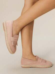 Styleloop Women's Bohemian Style Tassel Design Casual Flat Shoes Holiday Travel Essential Boho Cowgirl Outfit Coachella - Apricot - View 6