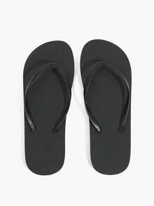 酷炫都市风，哑光碳黑极简人字拖，防污耐刮擦表面，日常通勤/夜间露天电影，夏季都市夜生活派对百搭凉鞋 - 黑色 - 查看 5