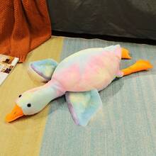 1 pieza Pato suave: Juguete de peluche de terciopelo con efecto tie-dye de colores para gatos y perros, versión mejorada (ojos bordados, sin diseño con cremallera), compañero para perros, peluche de pato gigante lavable para gatos y perros, peluche de terciopelo suave, juguete compañero para perros, ¡regalo navideño para mascotas! - Multicolor - Ver 10
