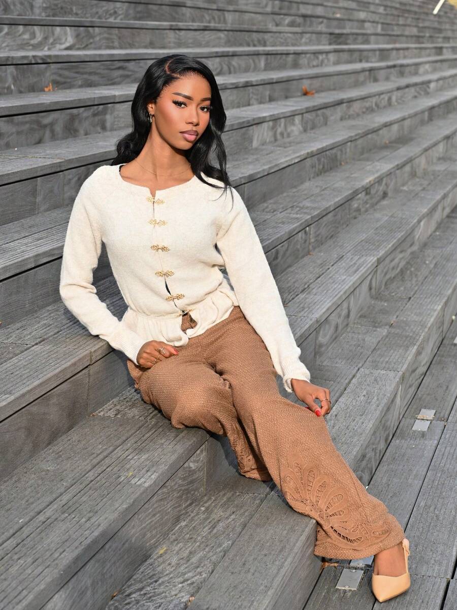 Mima John Women's Elegant Office Wear Trousers, New Autumn/Winter Design - Brown - View 1