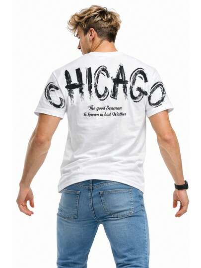 Playera Camiseta Oversize Diseño Ciudades CHICAGO Streetwear Unisex