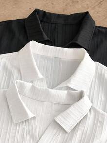 HIMLAND 3件装男士简约丝滑短袖Polo衫，夏季上衣，翻领衬衫，男女通用衬衫，男士衬衫，宽松衬衫 - 彩色 - 查看 3