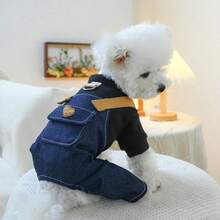 PETSIN 1pc Dog Clothes, Spring And Autumn Casual One-Piece Clothes, Pet Fashion Blue Suspenders Pants - Multicolor - View 23