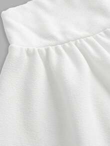SHEIN Tween Girls' Fashionable Casual Versatile Solid Color Patchwork A-Line Skirt,Kids - White - View 3