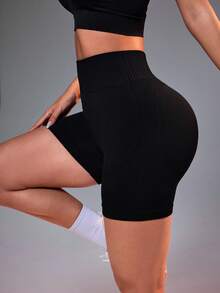SHEIN Velisys Set de 2 pantalones cortos de entrenamiento de cintura alta sin costuras de unicolor - Multicolor - Ver 4