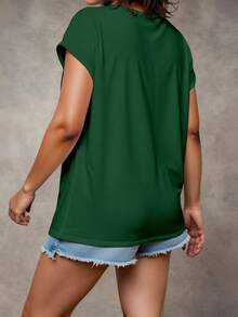 EMERY ROSE 大码女式纯色圆领休闲百搭日常短袖T恤 - 彩色 - 查看 2