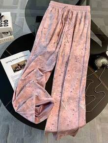 Bộ đồ gồm áo thun tay raglan cổ tròn ngắn và quần ống đứng có túi bên hông. - Hồng - Xem 5