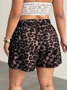 Firerie Plus Size Comfortable Casual Elegant Minimalist Daily Versatile Ribbed Shorts For Women, Autumn/Winter - Multicolor - View 2