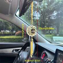 1pc Arabic Style Exotic Car Trailer Interior Accessory, Gold-Plated Crescent Moon Shaped Car Pendant - Multicolor - View 9