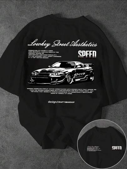 Manfinity Dauomo 男士休闲汽车标志印花短袖T恤，夏季