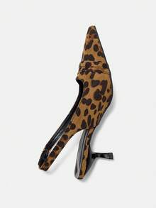 Giày cao gót họa tiết da báo nữ 2025 Xuân/Thu, Kiểu dáng mới, mũi nhọn, quai sau, gót mèo con nhỏ, khóa cài, Thanh lịch, Dự tiệc - màu nâu - Xem 11