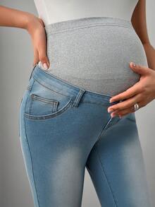 Momance 孕妇休闲喇叭浅色水洗牛仔裤 - 淺色水洗藍 - 查看 7