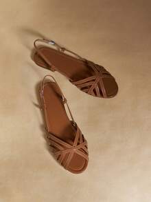 Patent leather, caramel.