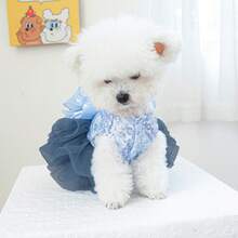 1pc Pet Dress, Blue Galaxy Wedding Gown For Dogs & Cats - Multicolor - View 4