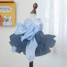 1pc Pet Dress, Blue Galaxy Wedding Gown For Dogs & Cats - Multicolor - View 14