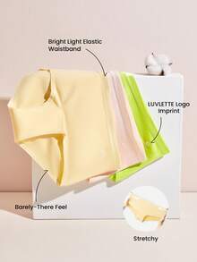 LUVLETTE 3条装棉质Logo中腰平角女式内裤套装-粉色 - 彩色 - 查看 3