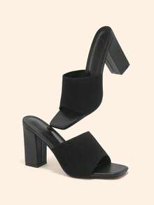 CUCCOO BASICS CUCCOO Minimalist Commuter Versatile Open Toe Mule High Heel Sandals For Christmas Spring Shoes - Black 3 - View 9