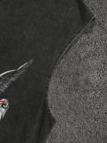 Manfinity EMRG Men's Angel Statue & Los Angeles Saint Slogan Print Sleeveless Tank Top, American Street Style, Men's Summer Street Cotton Crew Neck Sleeveless Tank Top - Black - View 4