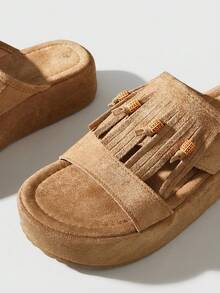 HighSole Women's Open Toe Flat Sandals Lightweight Breathable Daily Wear - Brown - View 8