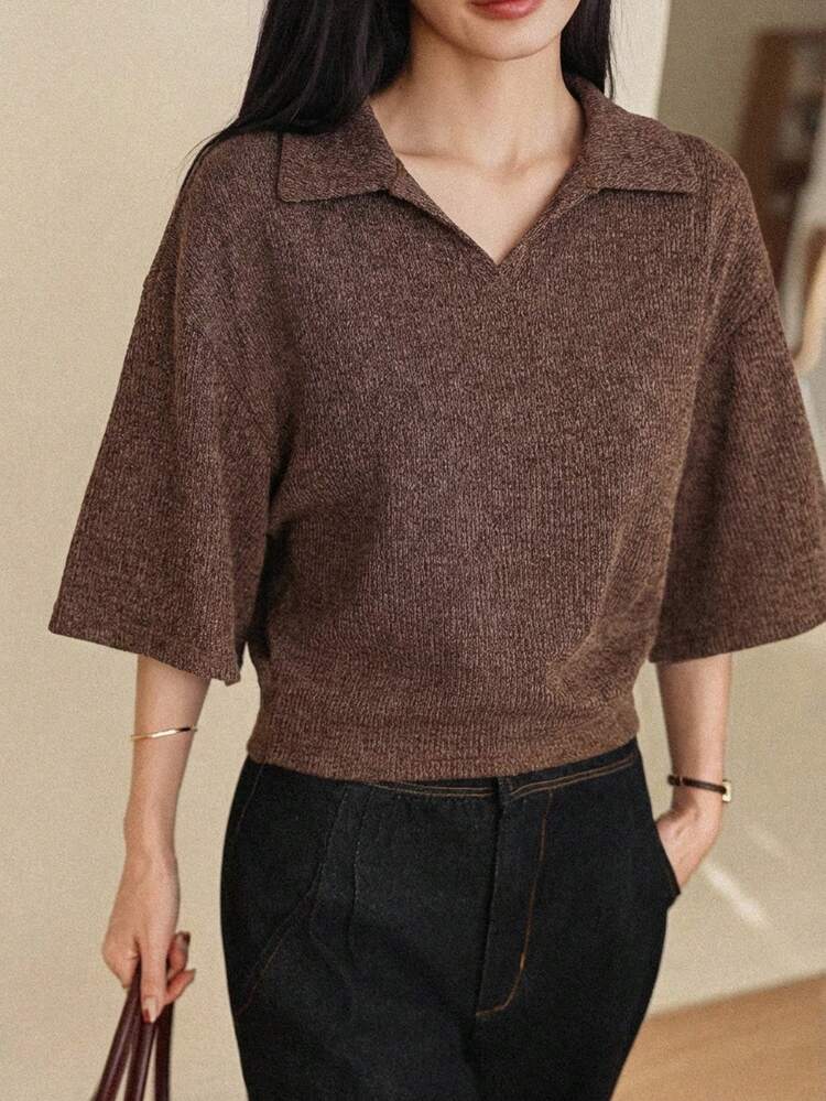 Women's Solid Color Casual Versatile Daily Wear Short Sleeve T-Shirt, Summer