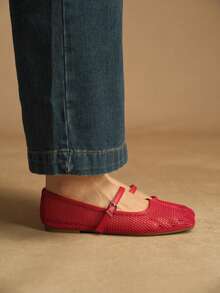 Rosivie Women's Buckle Design Casual Flat Shoes For Daily Wear - Red - View 2