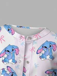 PopScrub Spring/Autumn Fashionable Cardigan Top, Cute Rabbit Cartoon Digital Print Women Casual /Nursing Scrub Uniform Jacket - Multicolor - View 6