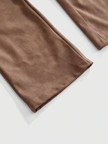 ROMWE Fairycore Sexy Siren Brown PU Skinny Lace-Up Women Pants - Brown - View 5