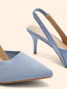 CUCCOO BASICS Women's Simple And Elegant Pointed-Toed Sky-Blue Stilettos Are Suitable For Summer Vacations, Back-To-School, College Campuses, Spring, Spring Break And Easter. - Sky Blue - View 8
