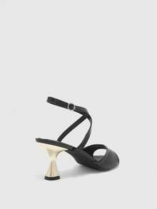 CUCCOO CHICEST Women's Buckle Design Fashion Daily Wear High Heel Sandals - Black - View 3