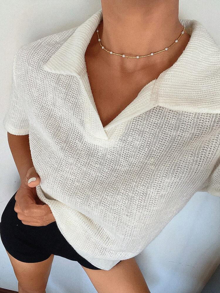 Women's Summer Polo Collar Short Sleeve Casual T-Shirt