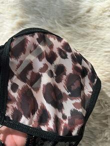 2件套豹纹蕾丝拼接女士内衣套装，性感文胸和内裤套装 - 彩色 - 查看 10