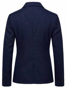 Manfinity Bizformal 藏蓝色男士西装外套，休闲通勤男士夹克，简约日常上衣 - 藏蓝色 - 查看 3