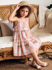 Emery Rose Kids 少女夏季休闲碎花吊带连衣裙 - 彩色 - 查看 3