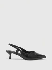 CUCCOO BIZCHIC New Autumn Pointed Toe High Heel Textured Decor Versatile Women Pumps Spring Shoes - Black - View 6
