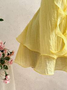 Soleia Đầm ngắn hở lưng nhẹ nhàng, họa tiết hoa rỗng, thích hợp cho kỳ nghỉ lãng mạn ở vùng nhiệt đới, hẹn hò, tiệc trà chiều, đi biển, lễ hội âm nhạc, tiệc tùng, phong cách Boho, Hippie, miền Tây, lễ hội hóa trang, Ngày Thánh Patrick. - Màu vàng ngỗng - Xem 5