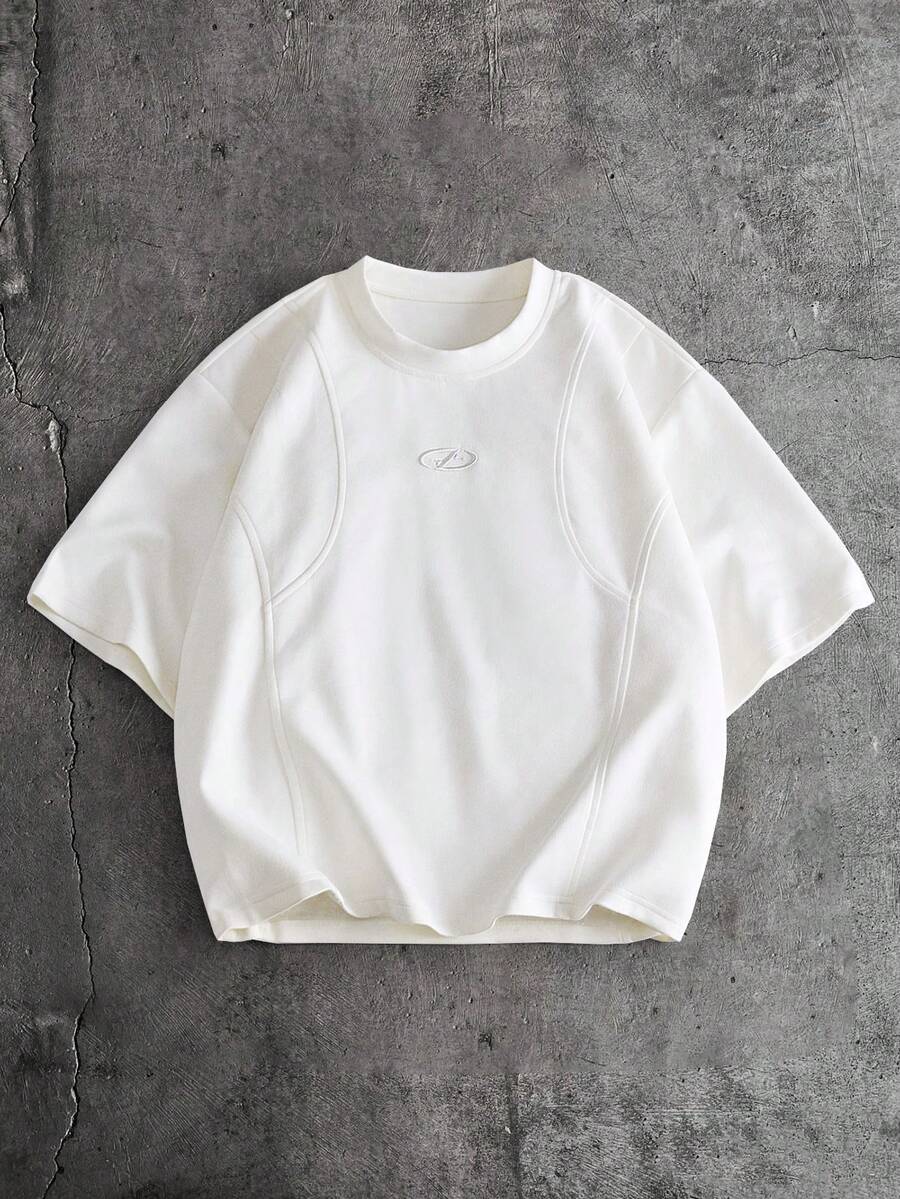 AXEPEAK Men's Round Neck Short Sleeve Casual Loose T-Shirt - Beige - View 1