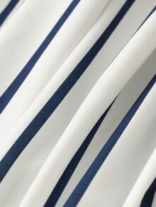 Franclia Women's Blue & White Striped Short Sleeve Midi Dress - Blue and White - View 3