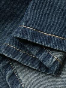 DAZY 西部牛仔吊带A字型休闲牛仔长裙，适合春秋季女性穿着 - 藍色 - 查看 7