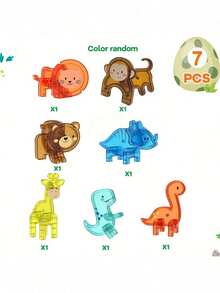 MINKOJA Đồ chơi xếp hình nam châm, gạch nam châm hình động vật, khủng long, đạo cụ nam châm, đồ chơi thiết kế kiến trúc cho trẻ em, thích hợp làm quà tặng sinh nhật và ngày lễ cho bé trai và bé gái. - Nhiều màu - Xem 9