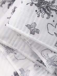 Dazy Kids Đầm không tay cổ tròn kiểu Hàn Quốc dành cho bé gái (trẻ sơ sinh/trẻ nhỏ) với họa tiết in toàn thân và viền ren, kiểu dáng trẻ trung, thoải mái. - trắng - Xem 7