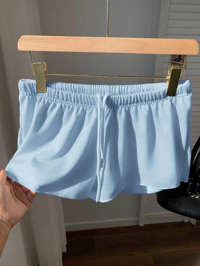 Comfortcana Women's Blue Elastic Waist Loose Casual Shorts, Spring/Summer