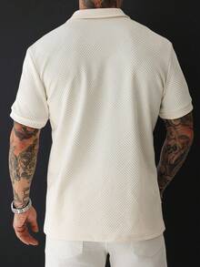 Manfinity Homme Men Quarter Zipper Collar Work Casual Golf Polo Shirt, Boyfriend Gift - Apricot - View 2