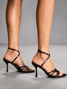 CUCCOO SZL 女士鞋履 春夏新款黑色圆头细高跟细带踝带凉鞋 时尚舒适 百搭性感派对凉鞋 女鞋 - 黑色 - 查看 7