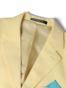 Manfinity Bizformal Men's Lapel NeckSingle-Breasted Casual Suit Jacket - Light Yellow - View 5