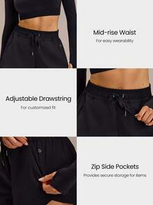 GLOWMODE Quần short VitalSwift Sleek Strides 3 inch, nhẹ, nhanh khô, co giãn, khử mùi, xẻ tà bên hông, túi khóa kéo, thích hợp cho tập luyện tennis, chạy bộ, thể dục, tập gym. - màu đen - Xem 7