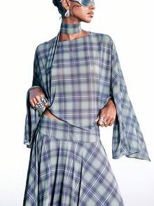 LYSMO Chemise à carreaux polyvalente et décontractée pour femmes, à porter au quotidien - Marron - Voir 1