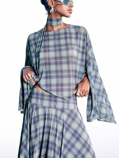 LYSMO 女士格子休闲百搭日常衬衫