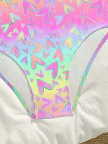 SHEIN Traje de baño de una pieza para niñas, de secado rápido, para playa, para edades de 8 a 14 años - Multicolor - Ver 4