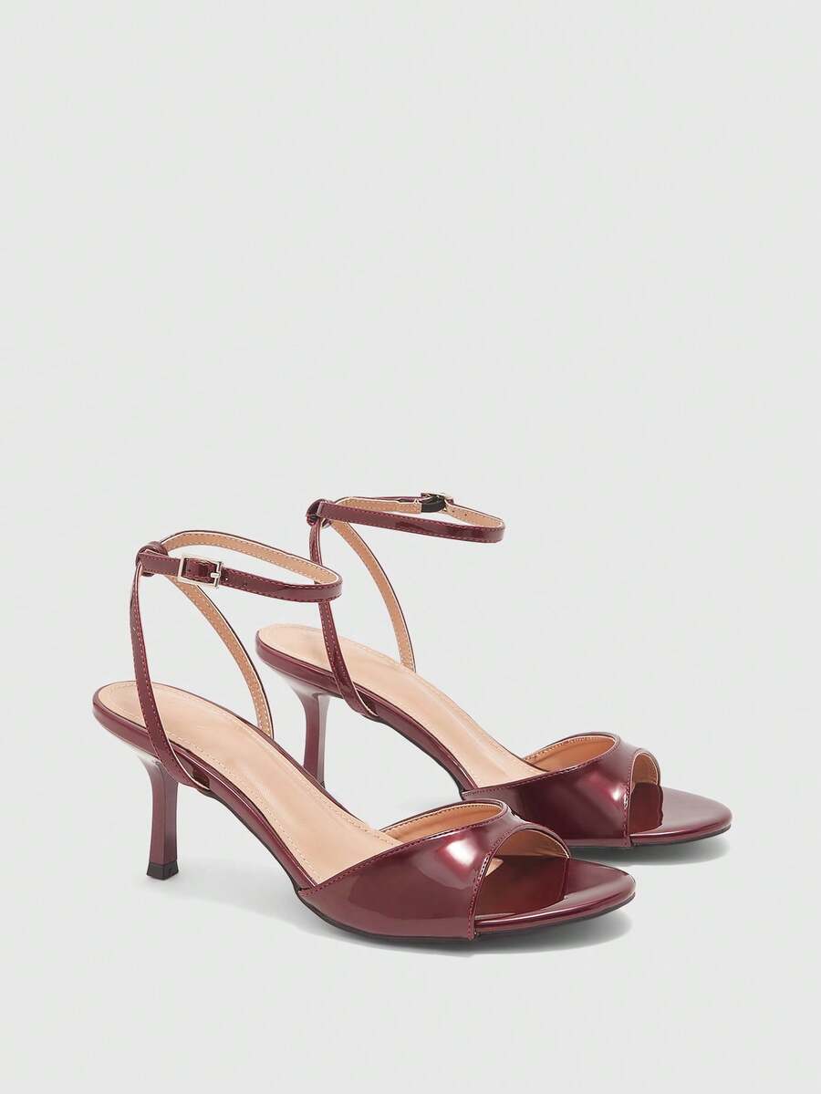 CUCCOO BIZCHIC 女鞋新款简约时尚中高跟凉鞋 - 中紫紅色 - 查看 1